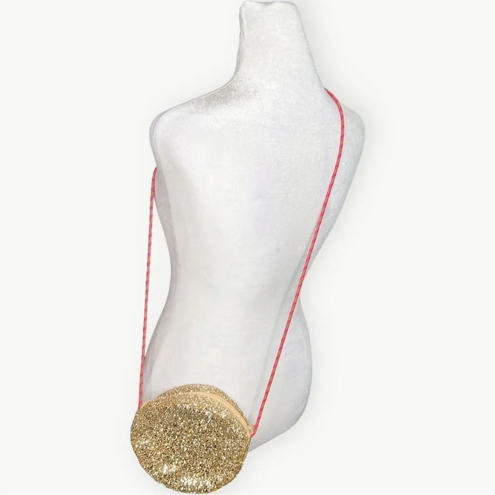 Crewcuts Girls Kids Sparkly Tongue Out Emoji Crossbody Zip Purse.